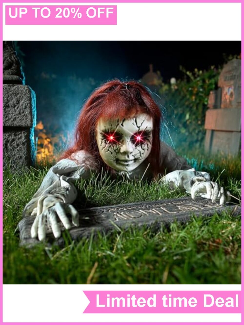 Animated Crawling Zombie Halloween Prop Sound Touch Activated Yard Decor